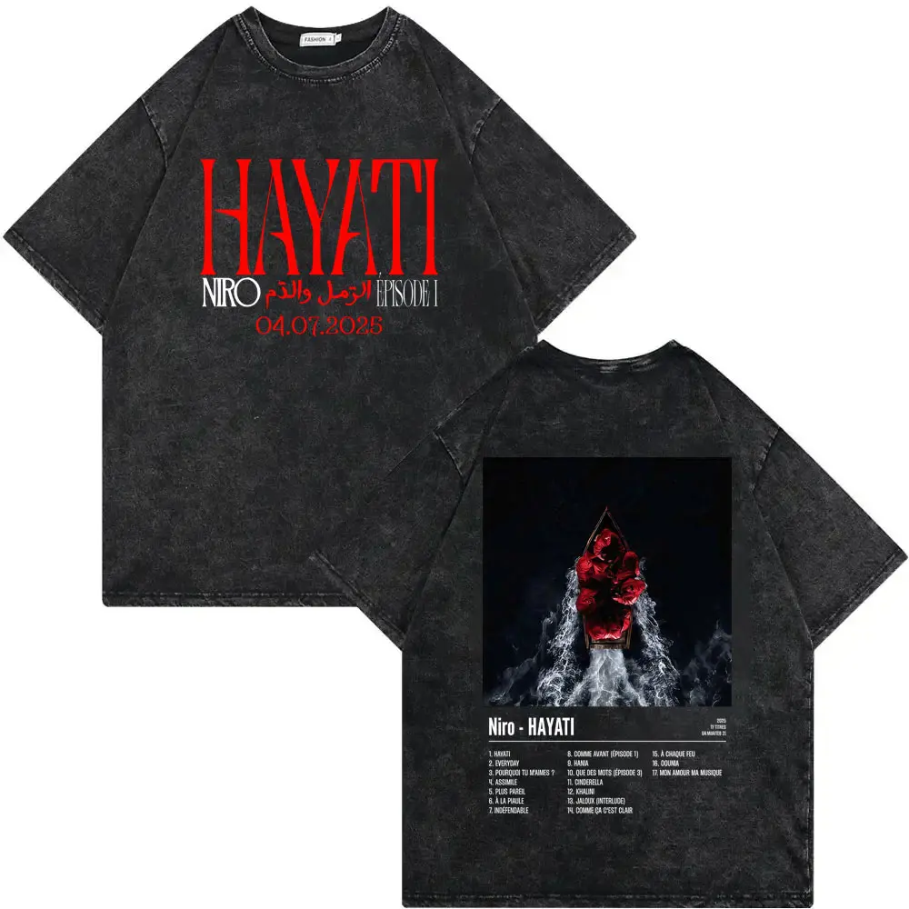 Vintage Washed Rapper Niro Merch T-shirt Harajuku Hip Hop Short Sleeve T Shirt Men Women Clothing Fashion Y2k Oversized T-shirts