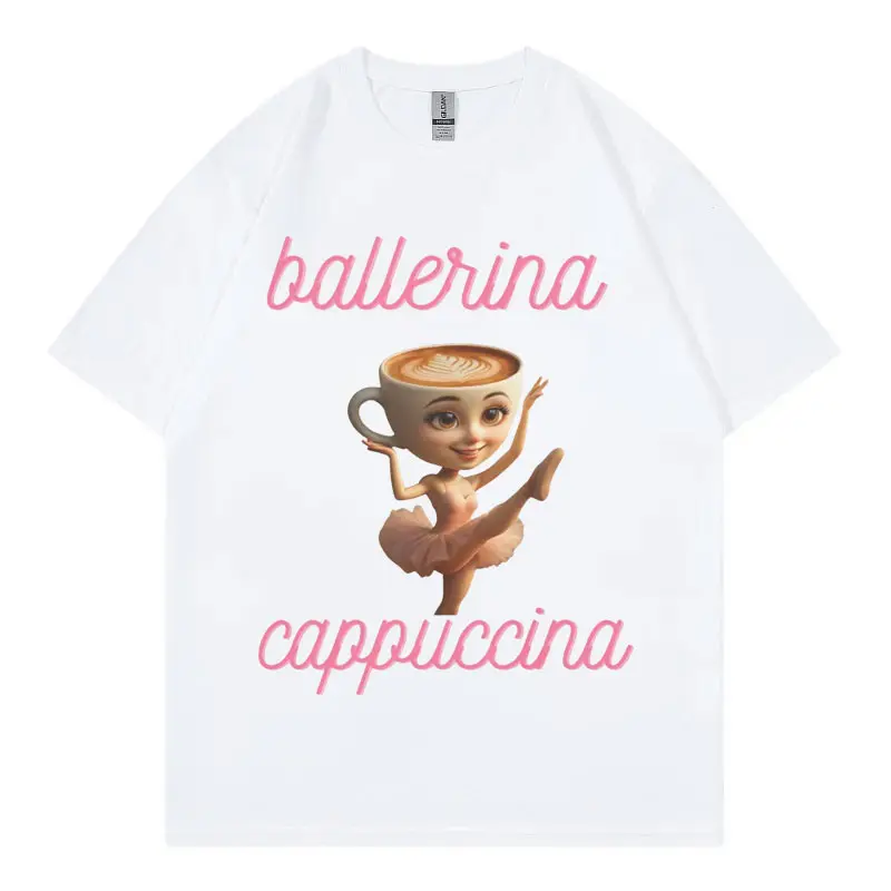 Ballerina Cappuccina Funny Meme T-shirt Men Women Clothing Fashion Y2k Oversized T-shirts Summer Casual Oversized Cotton T Shirt