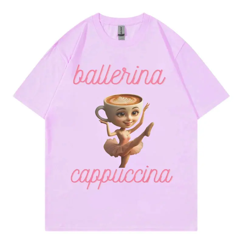 Ballerina Cappuccina Funny Meme T-shirt Men Women Clothing Fashion Y2k Oversized T-shirts Summer Casual Oversized Cotton T Shirt