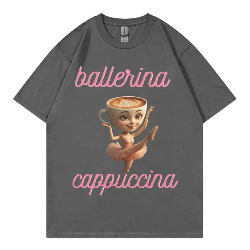 Ballerina Cappuccina Funny Meme T-shirt Men Women Clothing Fashion Y2k Oversized T-shirts Summer Casual Oversized Cotton T Shirt