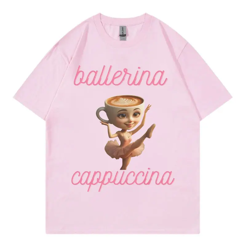 Ballerina Cappuccina Funny Meme T-shirt Men Women Clothing Fashion Y2k Oversized T-shirts Summer Casual Oversized Cotton T Shirt