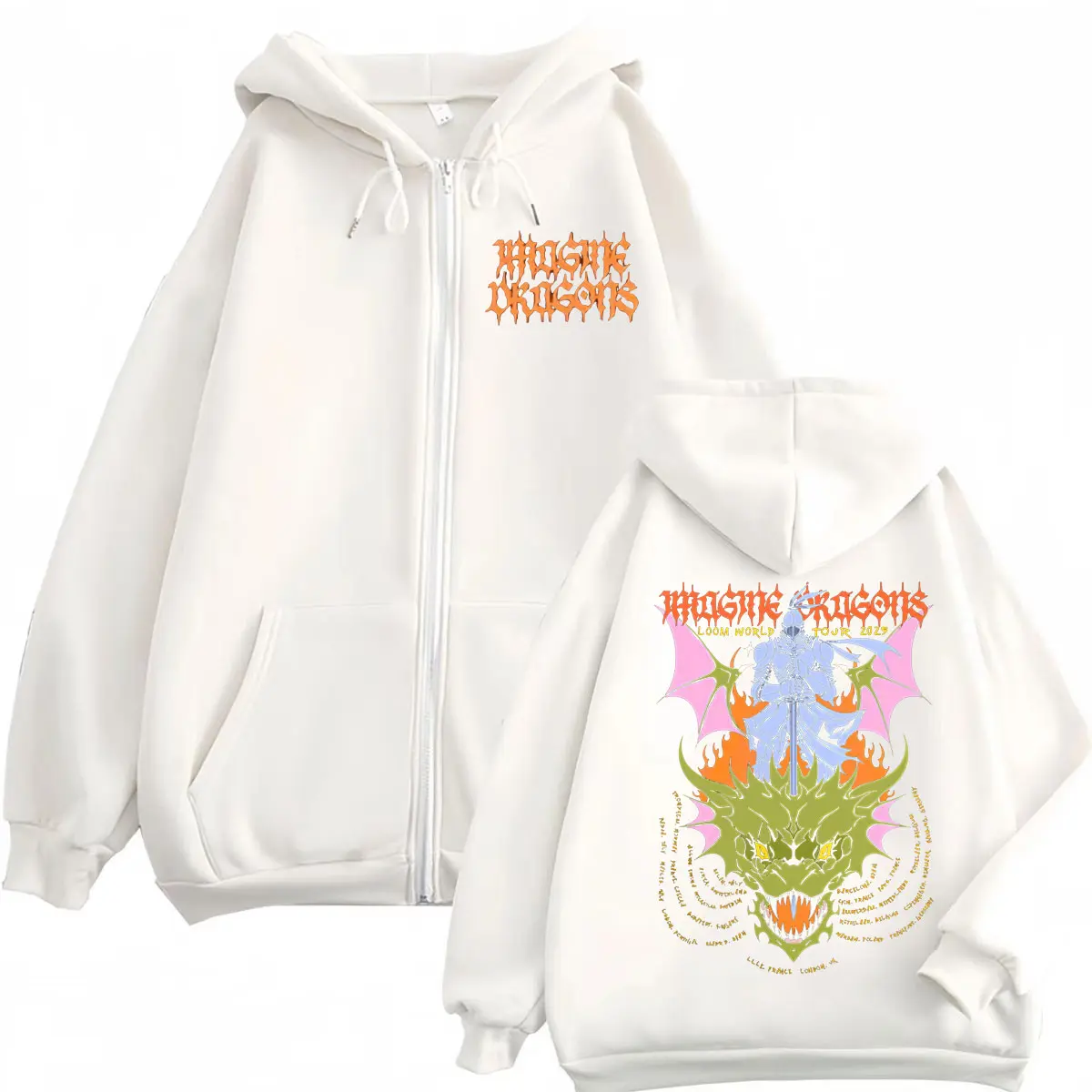 Imagine Dragons Loom World Tour 2025 Zipper Hoodie Men Women Clothing Punk Rock Zip Up Pullovers Fashion Y2k Oversized Pullovers