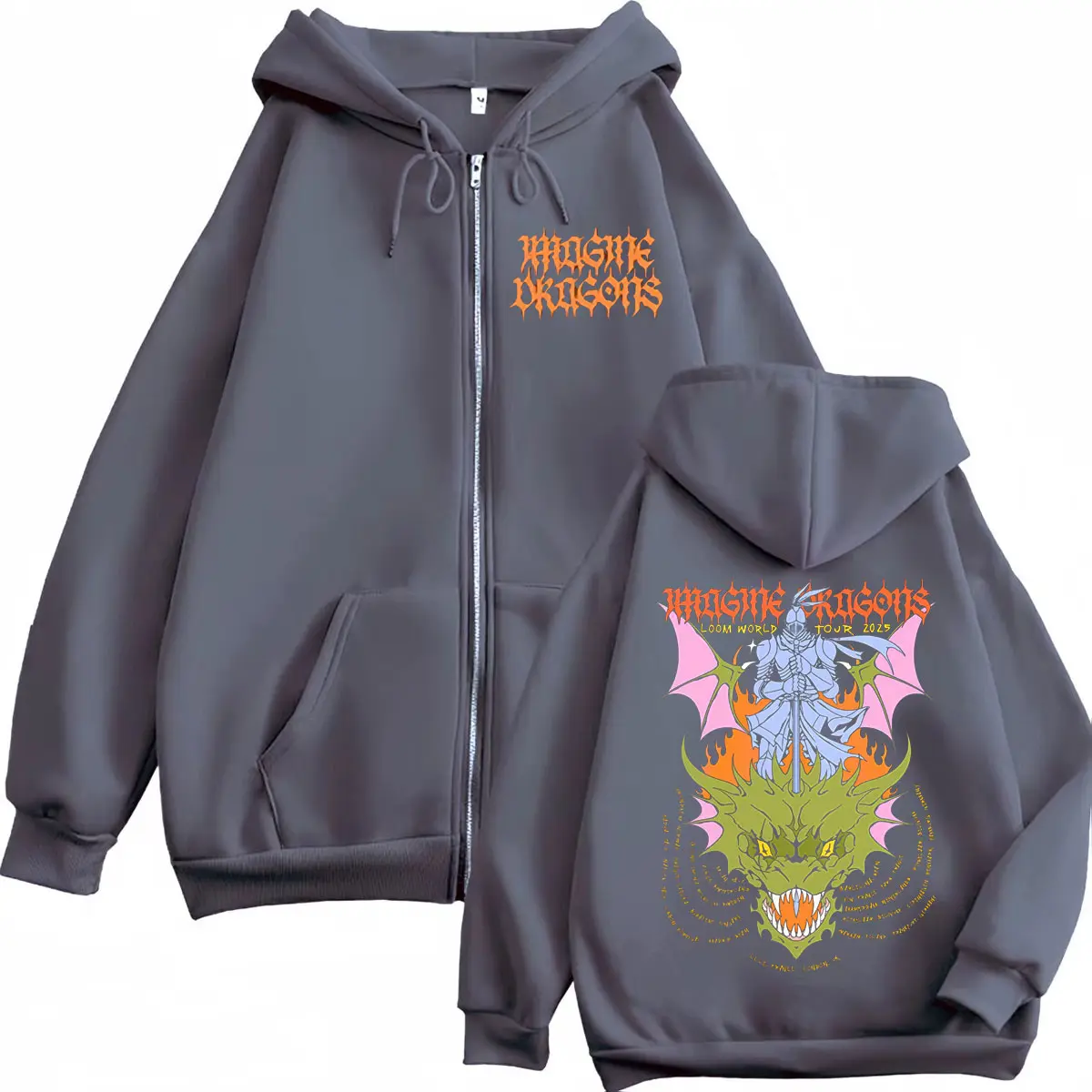 Imagine Dragons Loom World Tour 2025 Zipper Hoodie Men Women Clothing Punk Rock Zip Up Pullovers Fashion Y2k Oversized Pullovers