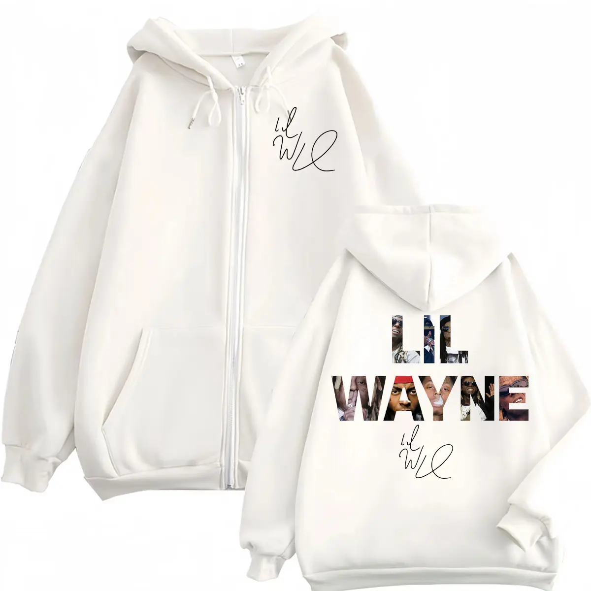Rapper Lil Wayne Merch Zipper Hoodie Men Women Clothing Fashion Hip Hop Zip Up Pullovers High Quality Fleece Hooded Sweatshirts