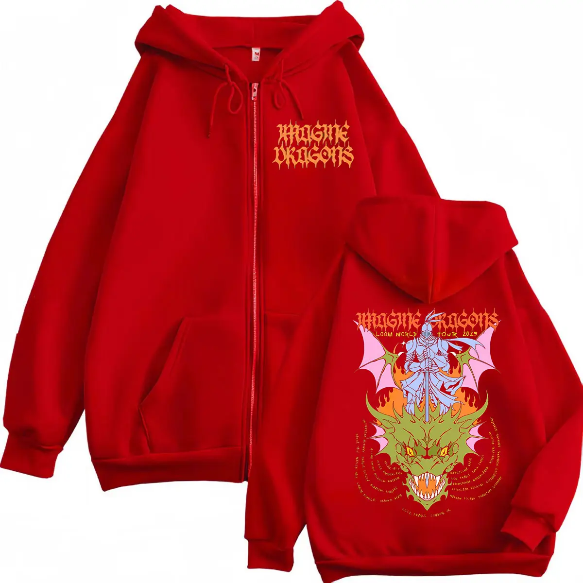 Imagine Dragons Loom World Tour 2025 Zipper Hoodie Men Women Clothing Punk Rock Zip Up Pullovers Fashion Y2k Oversized Pullovers