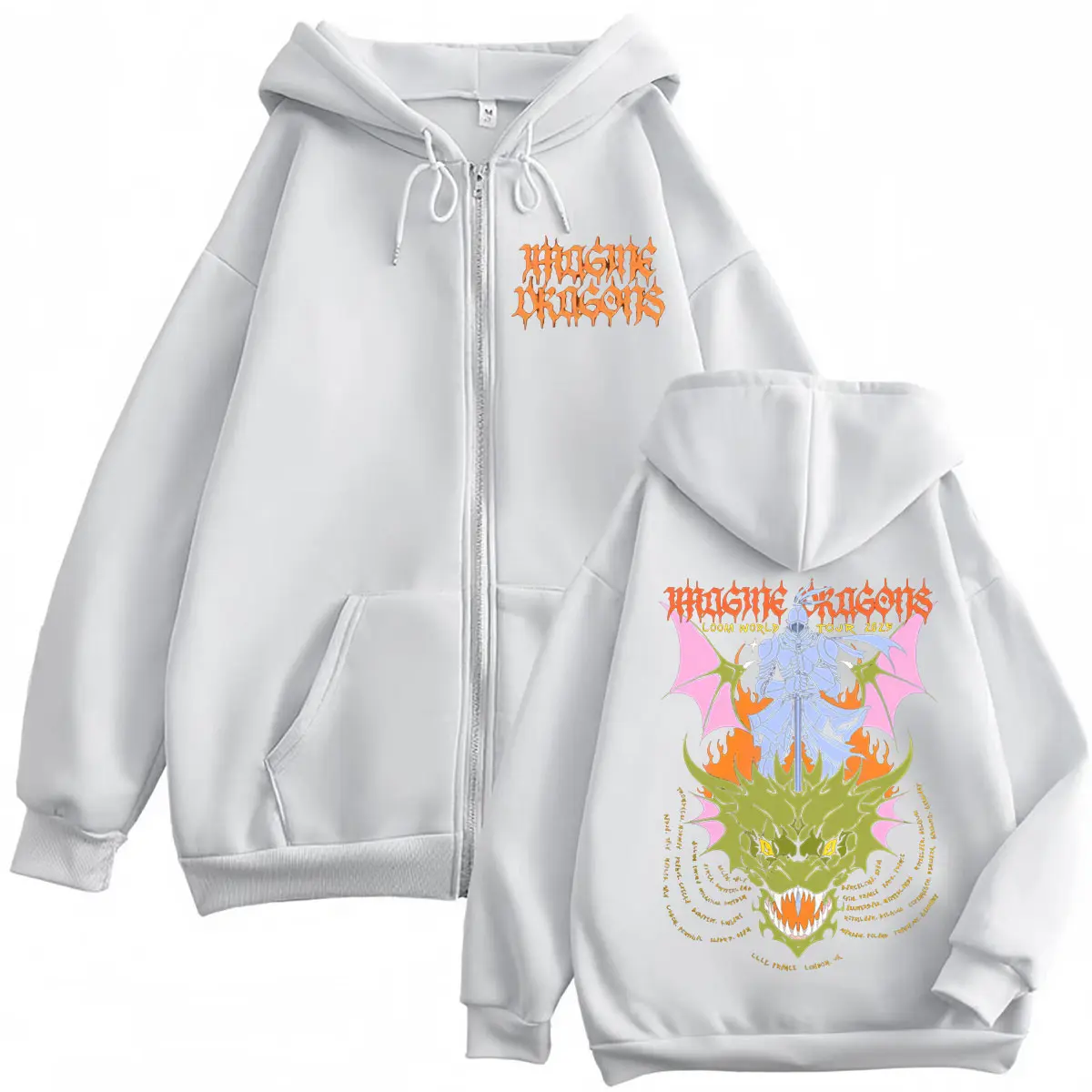 Imagine Dragons Loom World Tour 2025 Zipper Hoodie Men Women Clothing Punk Rock Zip Up Pullovers Fashion Y2k Oversized Pullovers