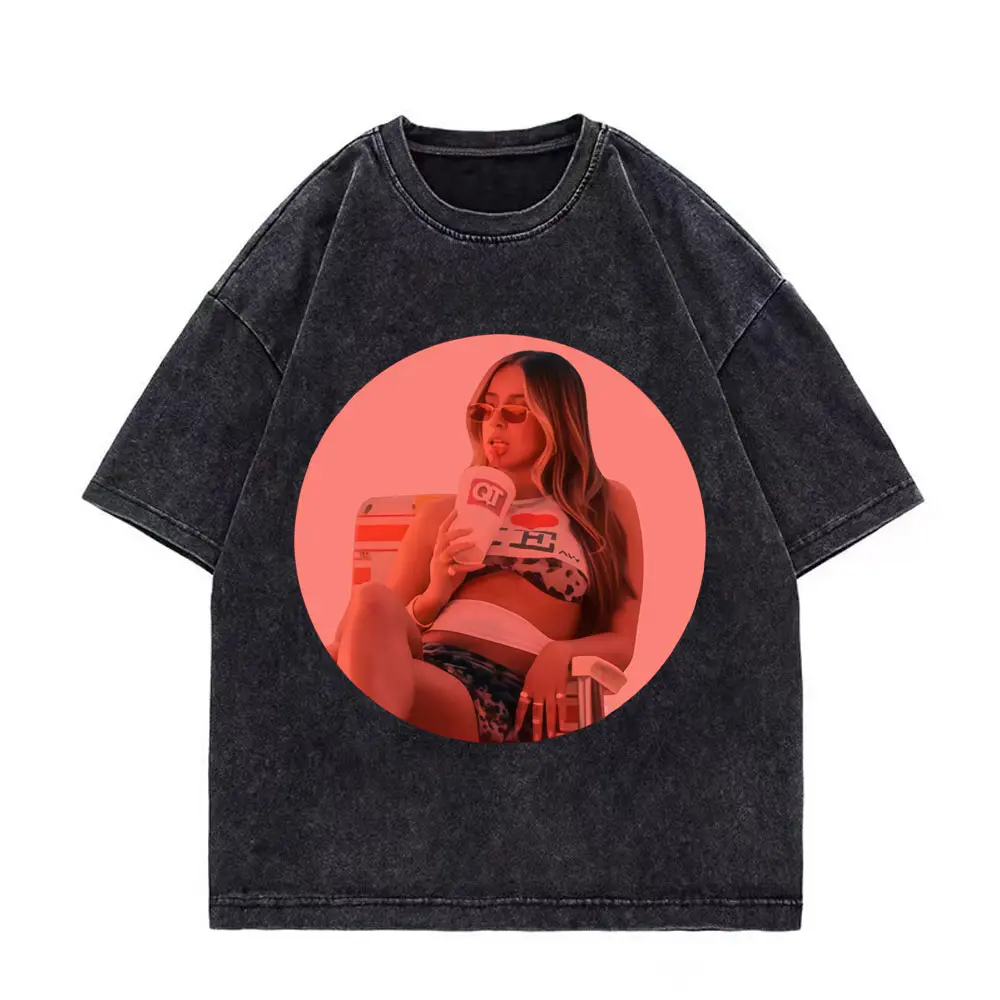 Tate McRae Miss Possessive Tour 2025 T Shirt High Street Fashion Trend Vintage Washed T-shirt Men Women Casual Cotton T-shirts