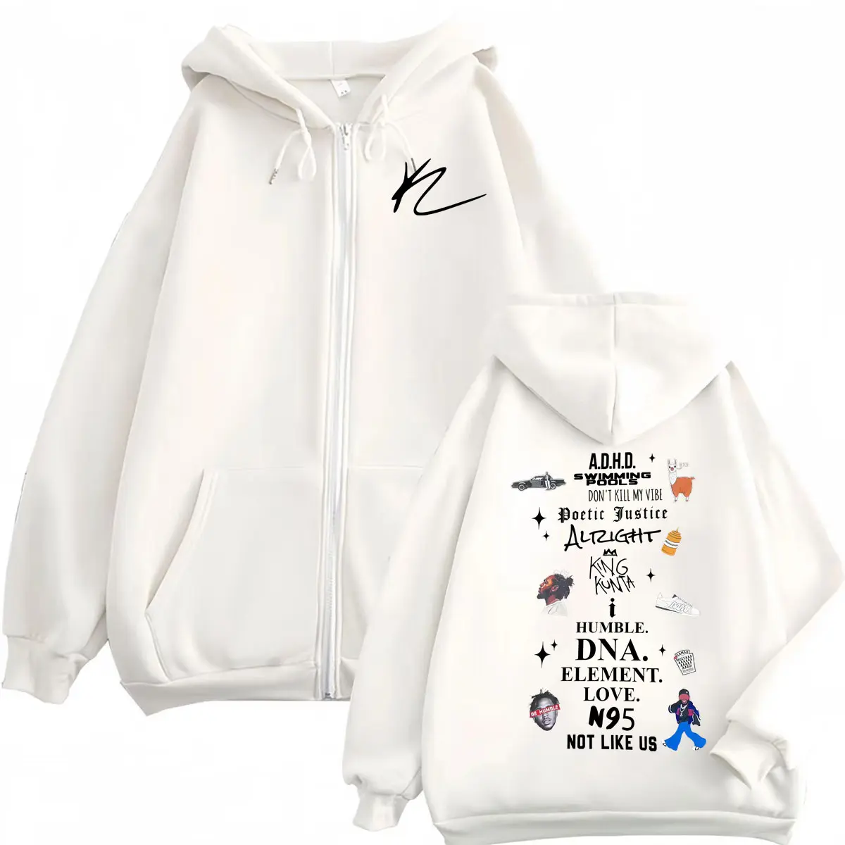 Rapper Kendrick Lamar Album Merch Zipper Hoodies Men's Women's Fashion Hip Hop Zip Up Pullovers High Quality Fleece Sweatshirts