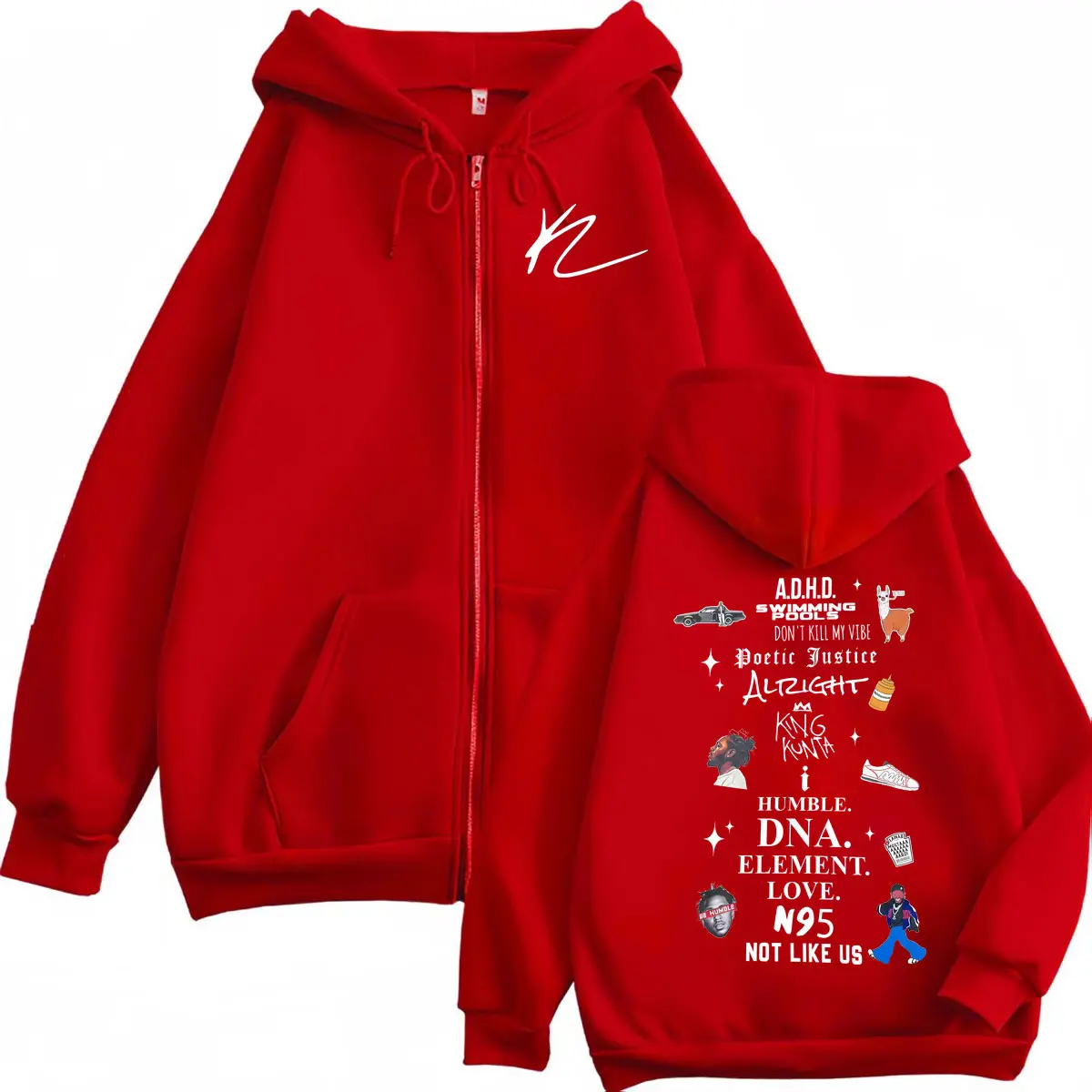 Rapper Kendrick Lamar Album Merch Zipper Hoodies Men's Women's Fashion Hip Hop Zip Up Pullovers High Quality Fleece Sweatshirts