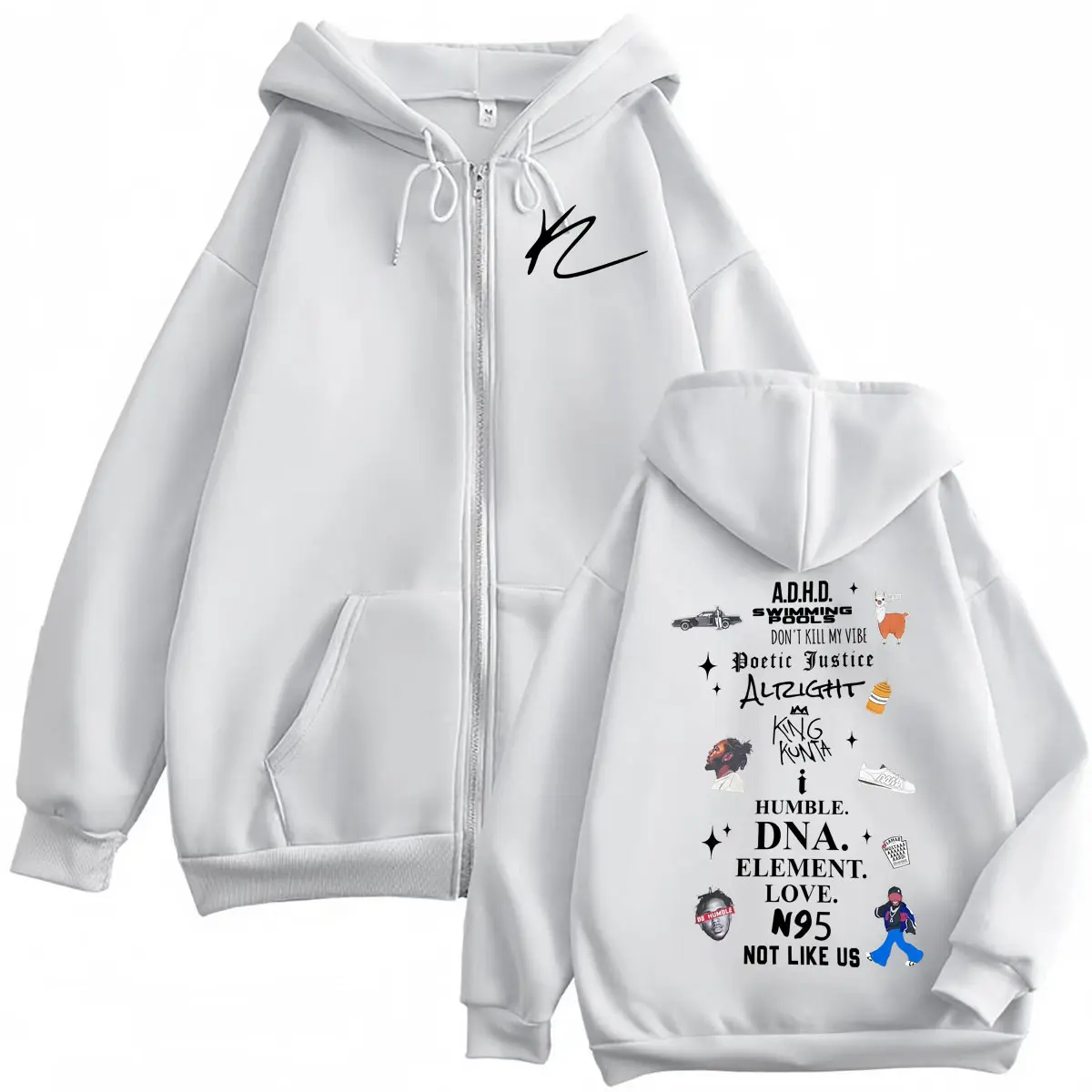 Rapper Kendrick Lamar Album Merch Zipper Hoodies Men's Women's Fashion Hip Hop Zip Up Pullovers High Quality Fleece Sweatshirts