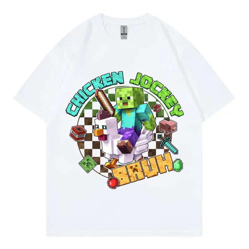Funny Chicken Jockey Graphic T Shirts High Quality Fashion Y2k Clothing T-shirt Men Women Harajuku Cartoon Short Sleeve T-shirts