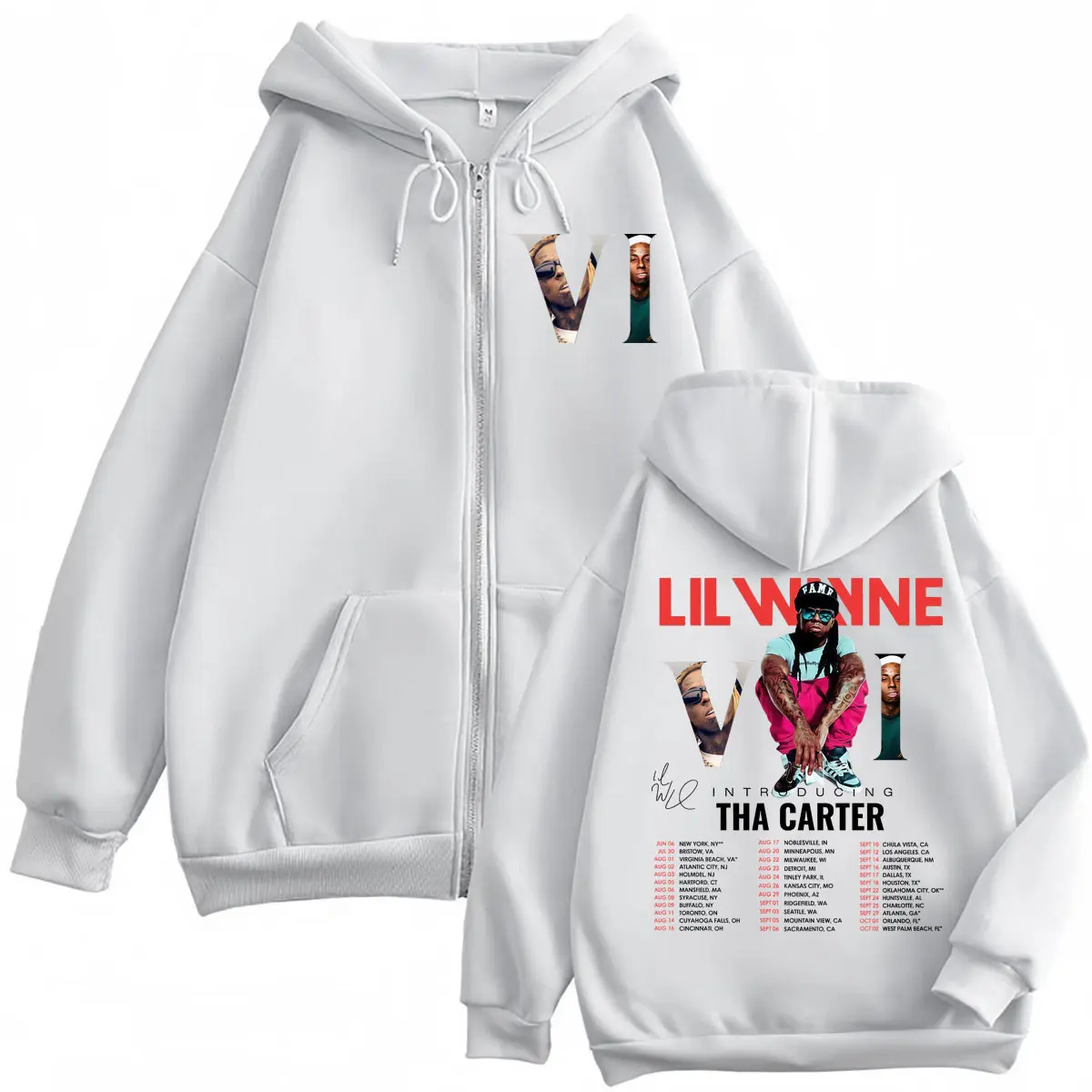 Rapper Lil Wayne Tha Carter VI Tour 2025 Zipper Hoodie Men Women Fashion Hip Hop Zip Up Pullovers High Quality Fleece Sweatshirt
