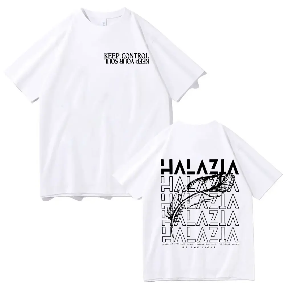 Kpop ATEEZ Halazia Double Sided Print T-shirt Fashion Hip Hop Short Sleeve T Shirts Men Women High Quality Pure Cotton T-shirts