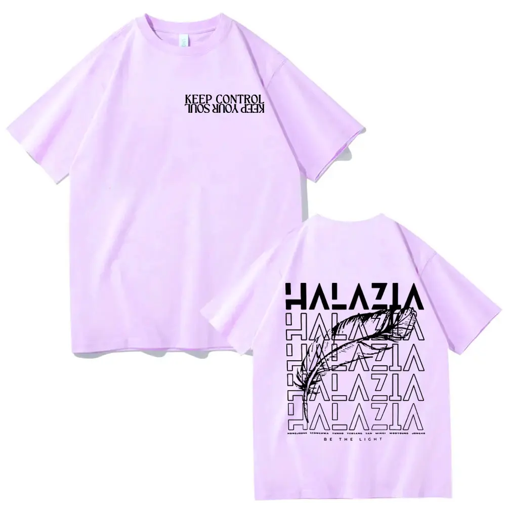 Kpop ATEEZ Halazia Double Sided Print T-shirt Fashion Hip Hop Short Sleeve T Shirts Men Women High Quality Pure Cotton T-shirts