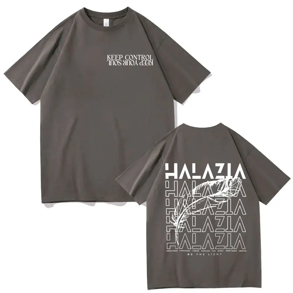 Kpop ATEEZ Halazia Double Sided Print T-shirt Fashion Hip Hop Short Sleeve T Shirts Men Women High Quality Pure Cotton T-shirts