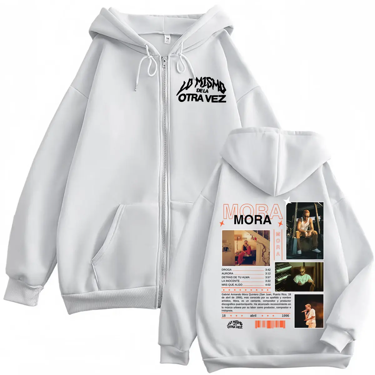 Rapper Mora Lo Mismo De Siempre 2025 New Album Graphic Zipper Hoodie Men Women Clothing Fashion Hip Hop Zip Up Hooded Sweatshirt