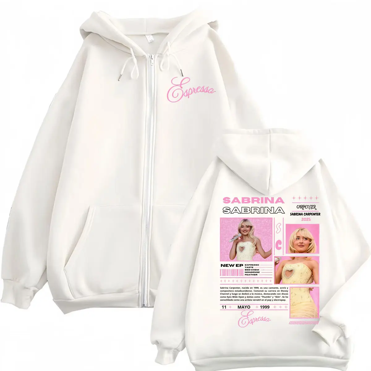 Sabrina Carpenter Tour 2025 Zipper Hoodies Fashion Y2k Aesthetic Zip Up Sweatshirts Men Women Casual Oversized Fleece Pullovers