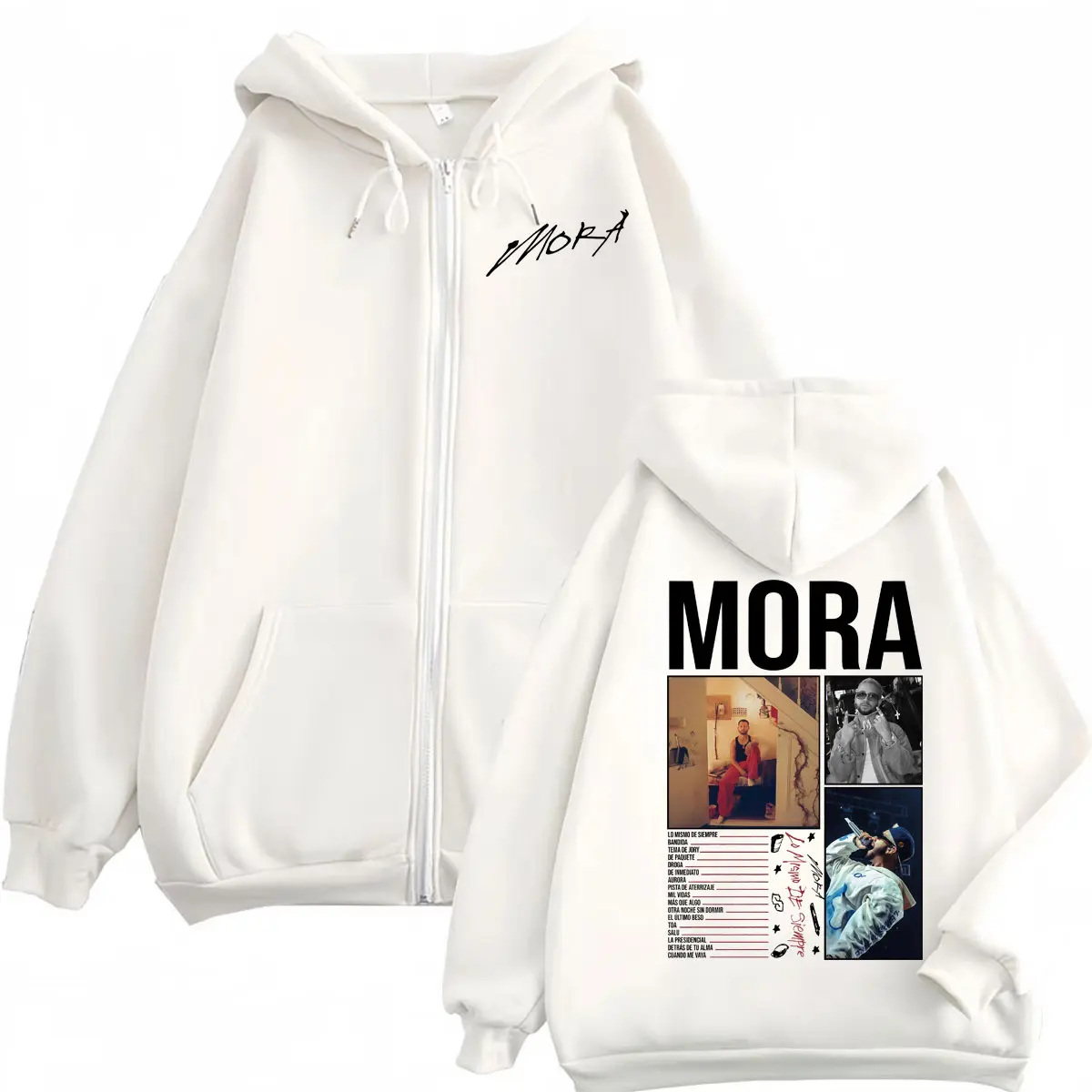 Singer Mora Lo Mismo De Siempre 2025 New Album Zipper Hoodies High Quality Fashion Zip Up Pullovers Men Women Casual Sweatshirts