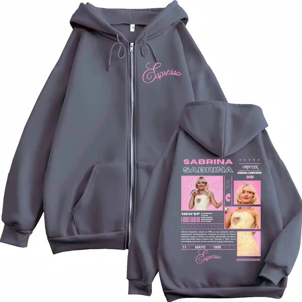 Sabrina Carpenter Tour 2025 Zipper Hoodies Fashion Y2k Aesthetic Zip Up Sweatshirts Men Women Casual Oversized Fleece Pullovers