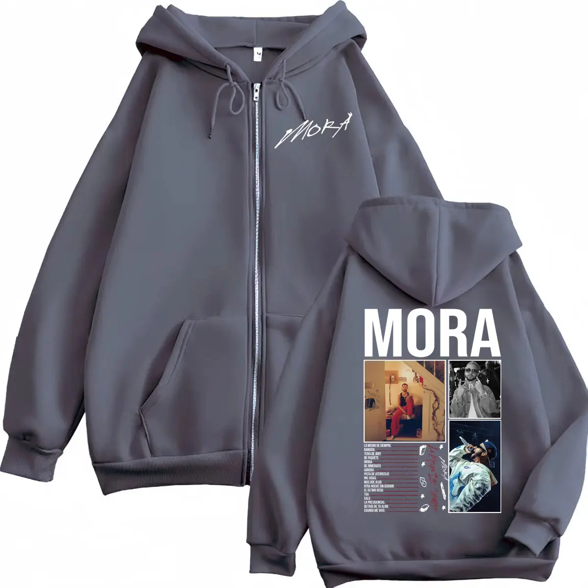 Singer Mora Lo Mismo De Siempre 2025 New Album Zipper Hoodies High Quality Fashion Zip Up Pullovers Men Women Casual Sweatshirts