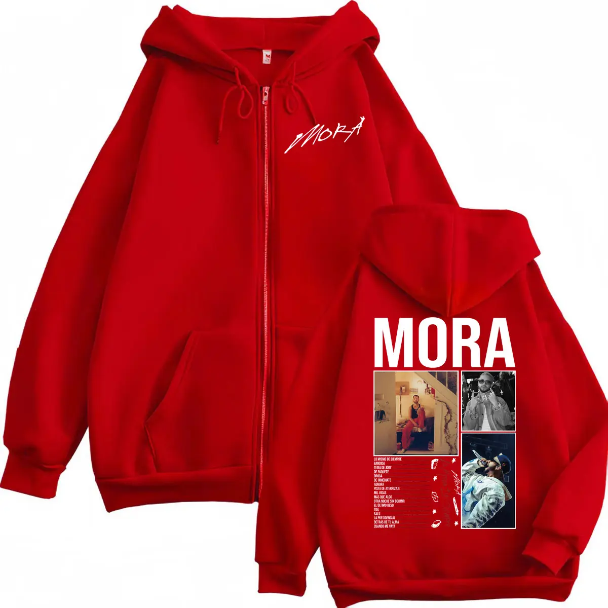 Singer Mora Lo Mismo De Siempre 2025 New Album Zipper Hoodies High Quality Fashion Zip Up Pullovers Men Women Casual Sweatshirts