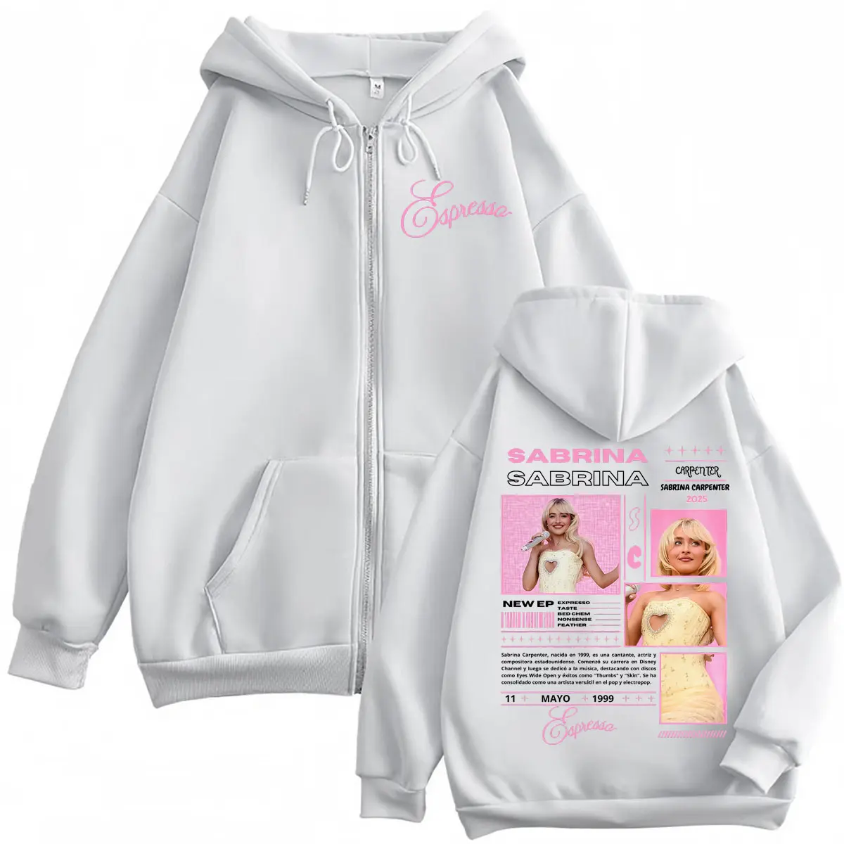 Sabrina Carpenter Tour 2025 Zipper Hoodies Fashion Y2k Aesthetic Zip Up Sweatshirts Men Women Casual Oversized Fleece Pullovers