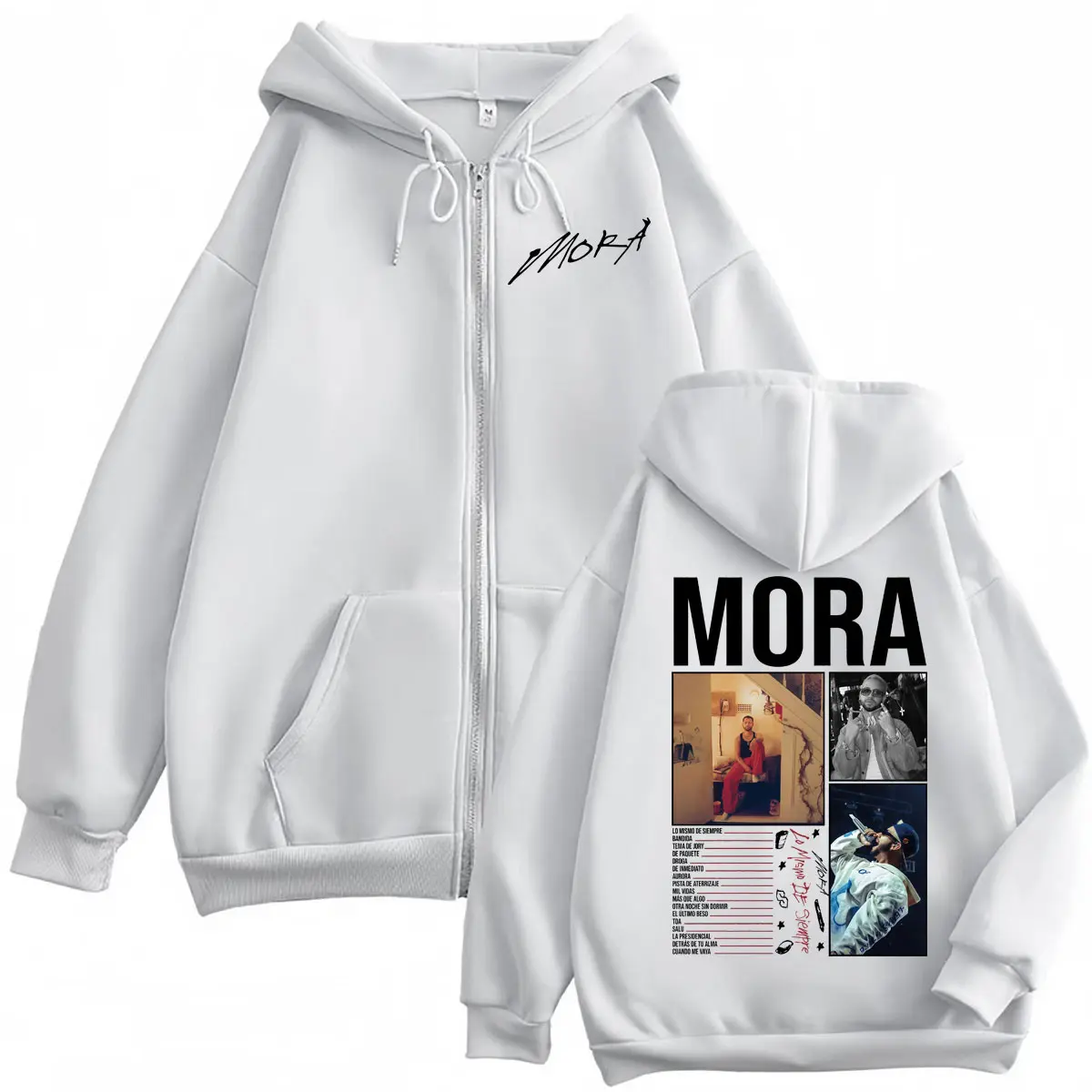 Singer Mora Lo Mismo De Siempre 2025 New Album Zipper Hoodies High Quality Fashion Zip Up Pullovers Men Women Casual Sweatshirts