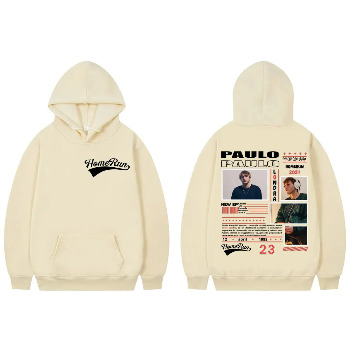 Rapper Paulo Londra Graphic Hoodies Men Women Clothing Fashion Trend Hip Hop Pullovers High Quality Fleece Oversized Sweatshirts