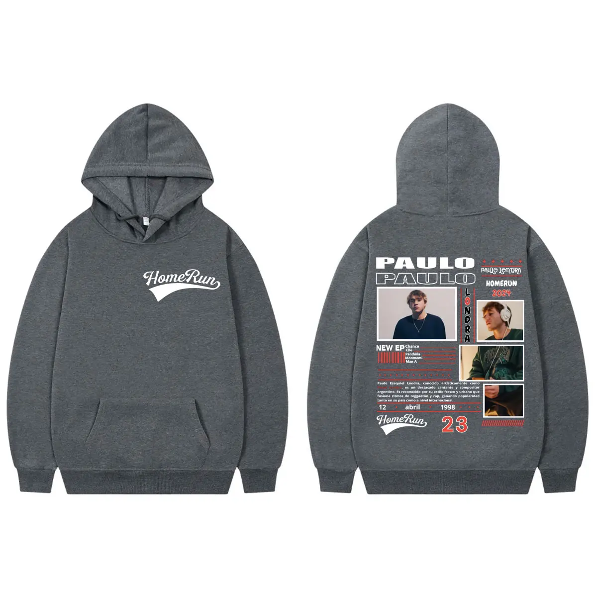 Rapper Paulo Londra Graphic Hoodies Men Women Clothing Fashion Trend Hip Hop Pullovers High Quality Fleece Oversized Sweatshirts
