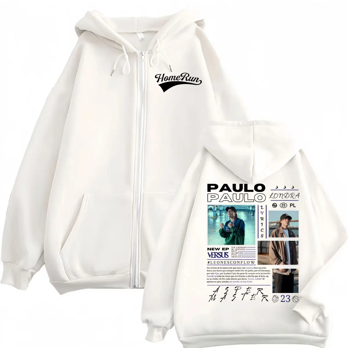 Paulo Londra Homerun Graphic Zipper Hoodie Men Women Clothing Hip Hop Pop Music Zip Up Sweatshirt Fashion Casual Loose Pullovers