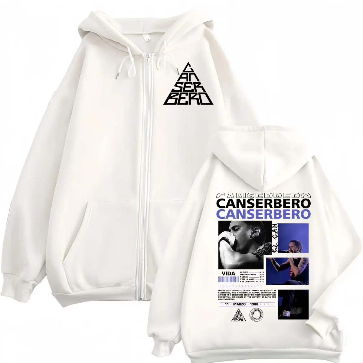 Rapper Canserbero Tour 2025 Zipper Hoodie Muerte Vida Album Merch Zip Up Sweatshirt Men Women Clothing Fashion Hip Hop Pullovers