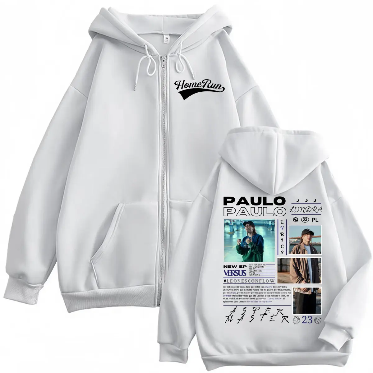 Paulo Londra Homerun Graphic Zipper Hoodie Men Women Clothing Hip Hop Pop Music Zip Up Sweatshirt Fashion Casual Loose Pullovers
