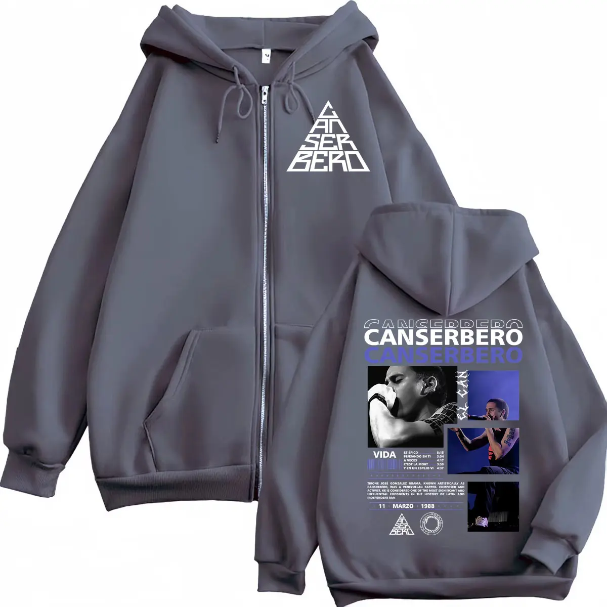Rapper Canserbero Tour 2025 Zipper Hoodie Muerte Vida Album Merch Zip Up Sweatshirt Men Women Clothing Fashion Hip Hop Pullovers