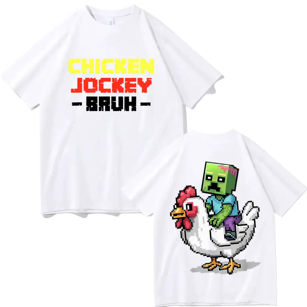 Chicken Jockey Funny Farm Animal T Shirt Men Women Fashion Trend Cartoon Short Sleeve T-shirt Summer Casual Pure Cotton T-shirts