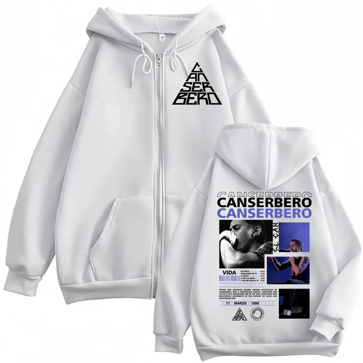 Rapper Canserbero Tour 2025 Zipper Hoodie Muerte Vida Album Merch Zip Up Sweatshirt Men Women Clothing Fashion Hip Hop Pullovers