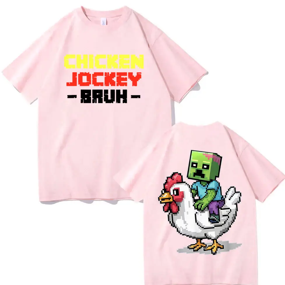 Chicken Jockey Funny Farm Animal T Shirt Men Women Fashion Trend Cartoon Short Sleeve T-shirt Summer Casual Pure Cotton T-shirts