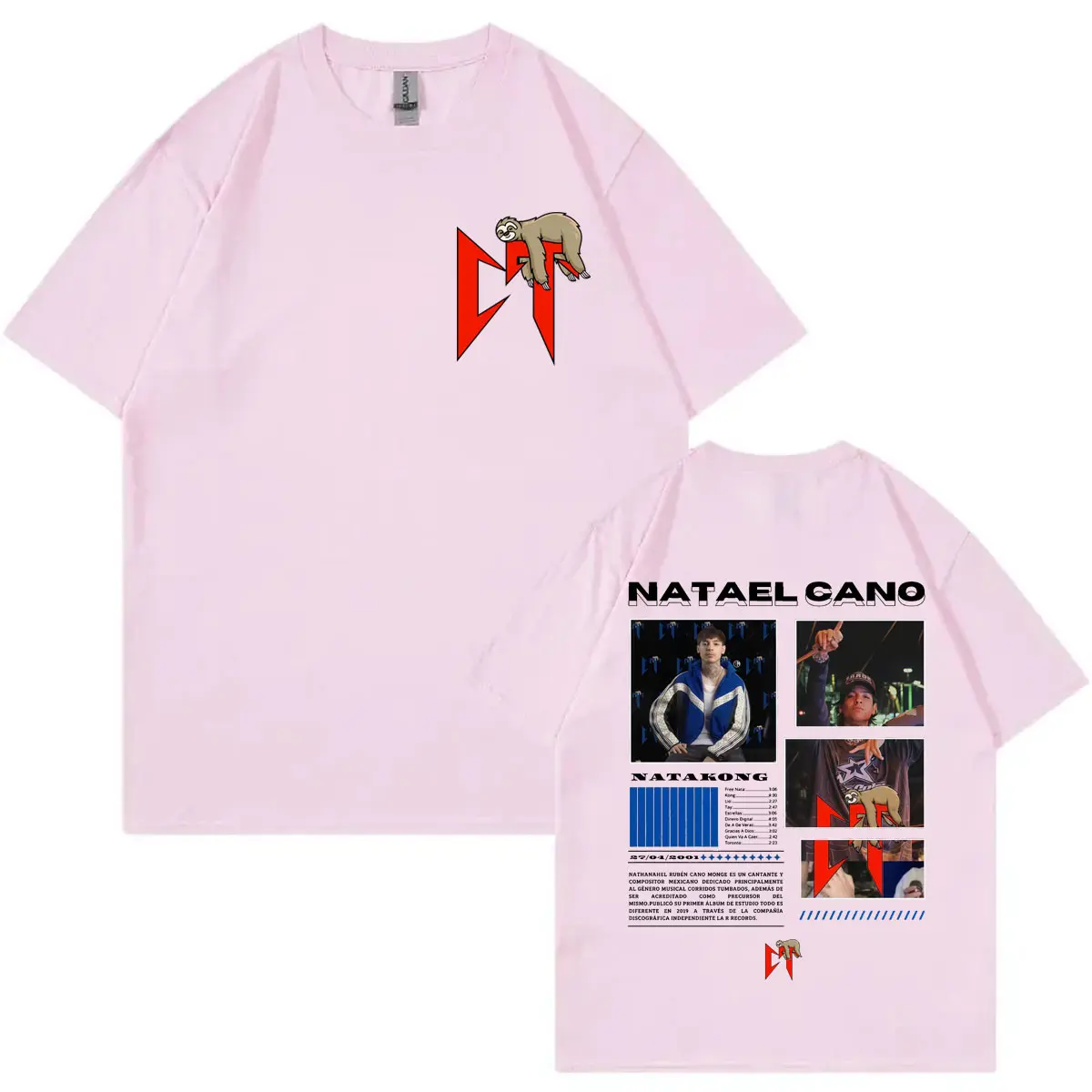 Rapper Natanael Cano Sloth Graphic T Shirts Music Album NataKong Merch T-shirt Men's Women's Clothing Fashion Hip Hop T-shirts