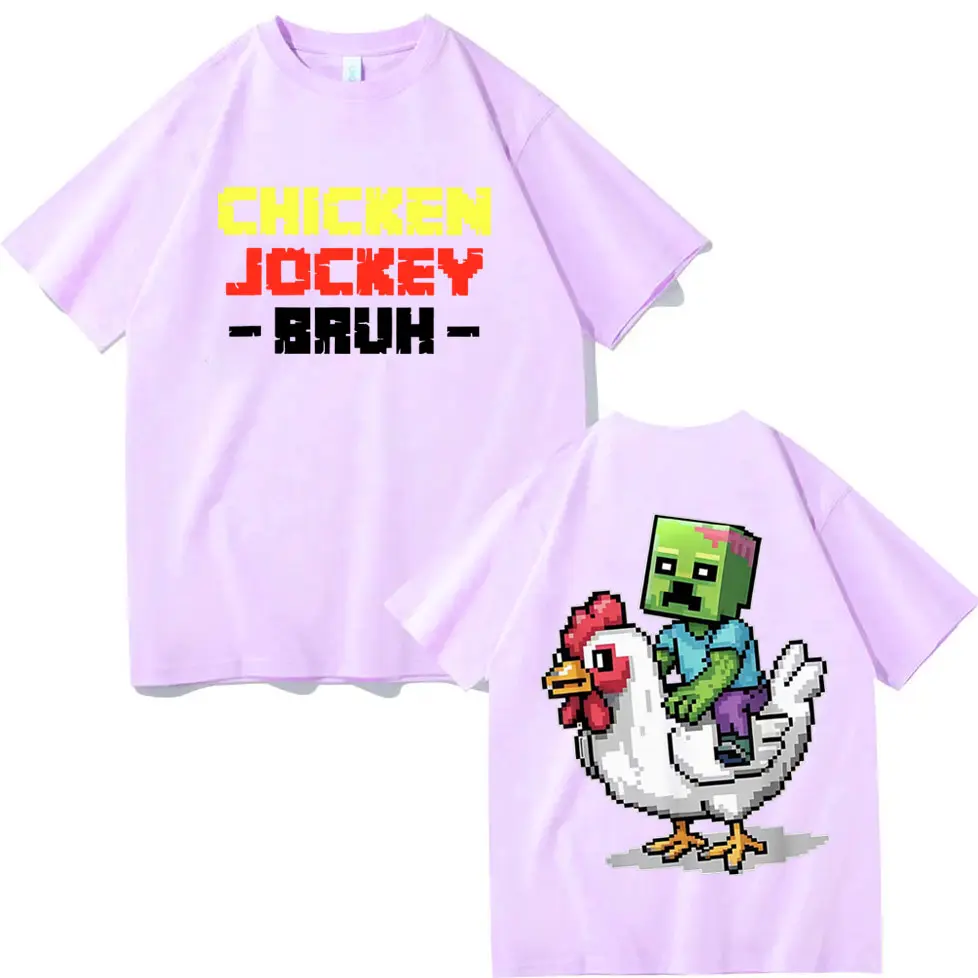 Chicken Jockey Funny Farm Animal T Shirt Men Women Fashion Trend Cartoon Short Sleeve T-shirt Summer Casual Pure Cotton T-shirts