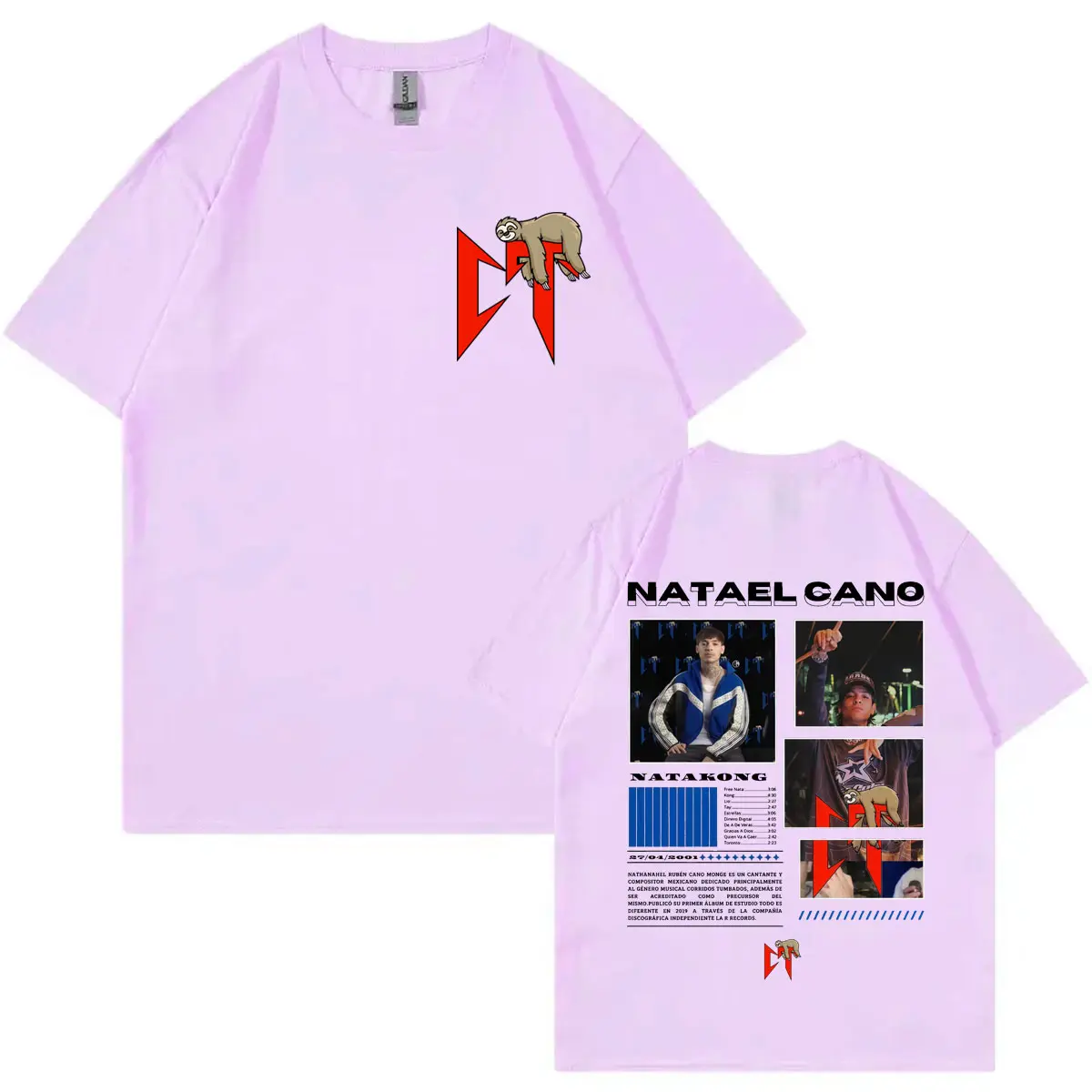 Rapper Natanael Cano Sloth Graphic T Shirts Music Album NataKong Merch T-shirt Men's Women's Clothing Fashion Hip Hop T-shirts
