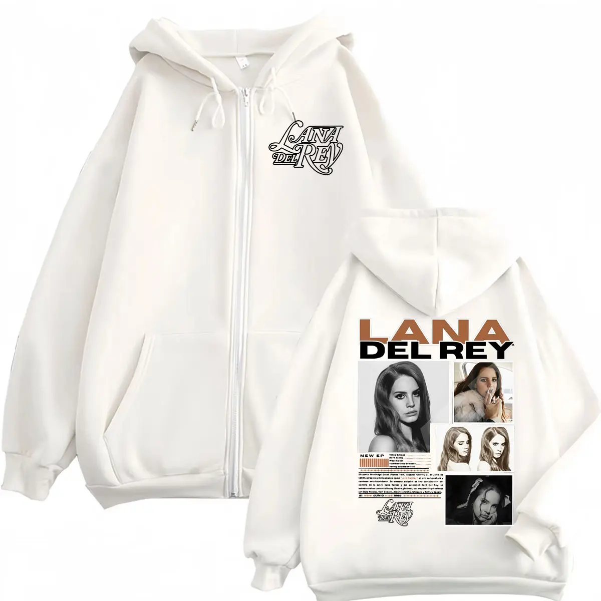 Singer Lana Del Rey Album Zipper Hoodie Men's Women Fashion Aesthetic Zip Up Sweatshirts High Quality Fleece Oversized Pullovers