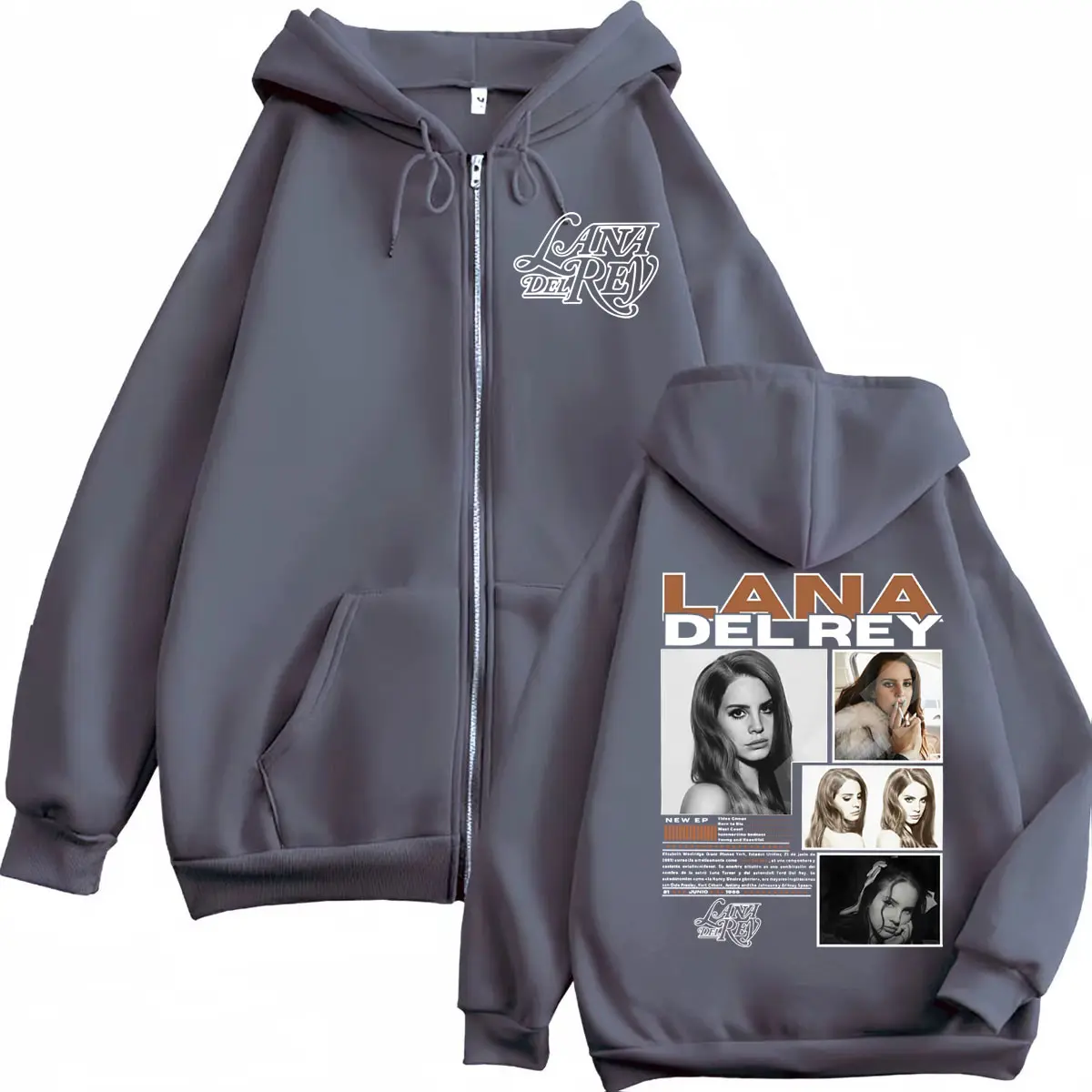 Singer Lana Del Rey Album Zipper Hoodie Men's Women Fashion Aesthetic Zip Up Sweatshirts High Quality Fleece Oversized Pullovers