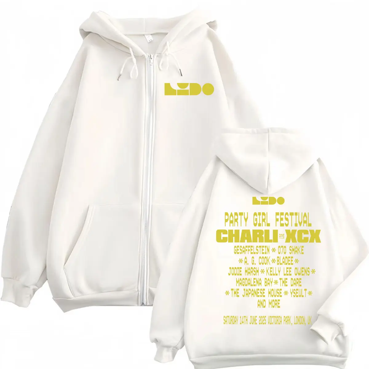 Rapper Charli Xcx Tour 2025 Zipper Hoodies Harajuku Hip Hop Pop Music Hooded Sweatshirts Men Women Casual Oversized Pullovers