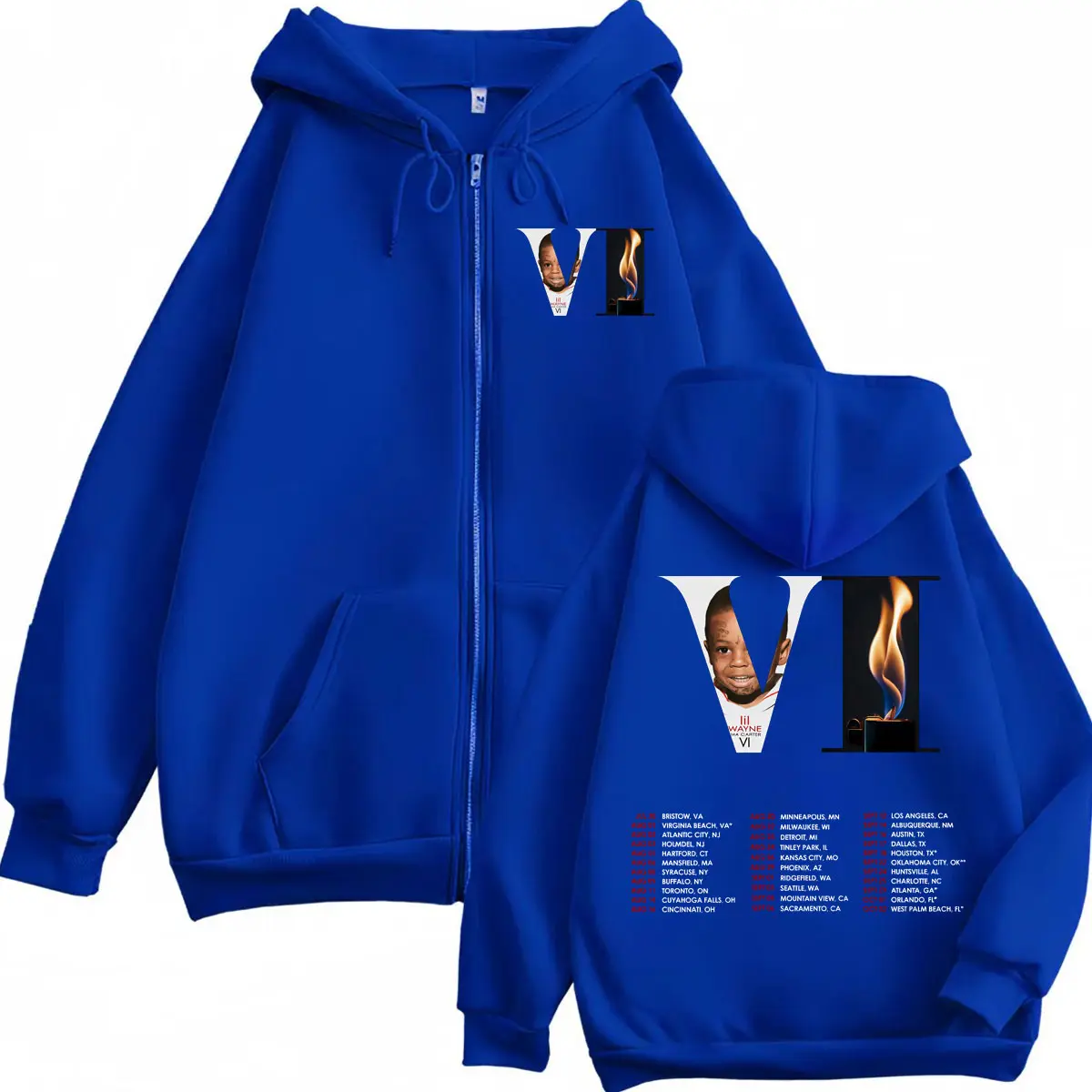 Lil Wayne Tha Carter VI Tour 2025 Double Sided Graphic Zipper Hoodies Men Women Fashion Hip Hop Zip Up Sweatshirts Streetwear