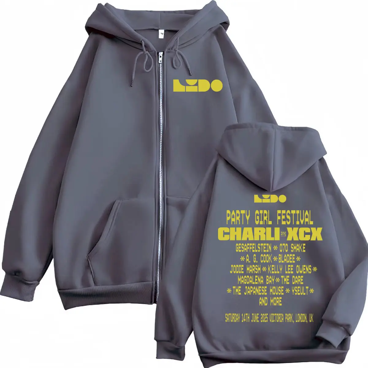 Rapper Charli Xcx Tour 2025 Zipper Hoodies Harajuku Hip Hop Pop Music Hooded Sweatshirts Men Women Casual Oversized Pullovers