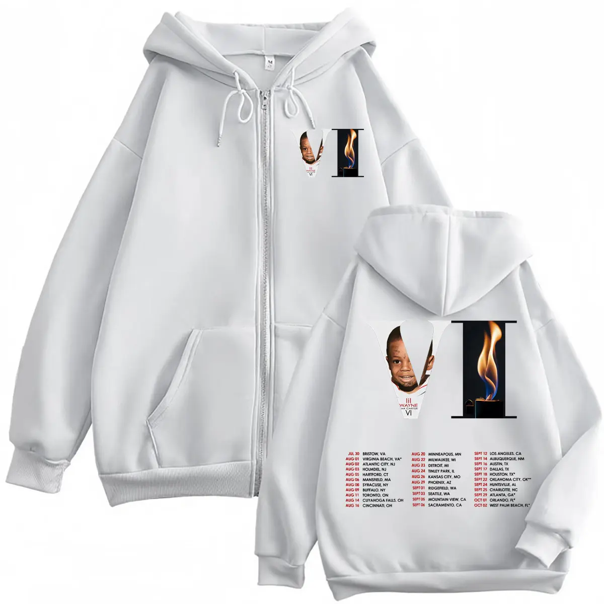 Lil Wayne Tha Carter VI Tour 2025 Double Sided Graphic Zipper Hoodies Men Women Fashion Hip Hop Zip Up Sweatshirts Streetwear