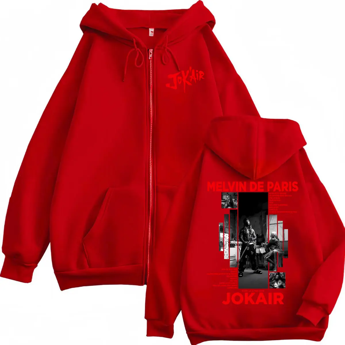 Rapper Jok'air Melvin De Paris Graphic Zipper Hoodie Hip Hop Vintage Zip Up Hooded Sweatshirt Men Women Fashion Casual Pullovers