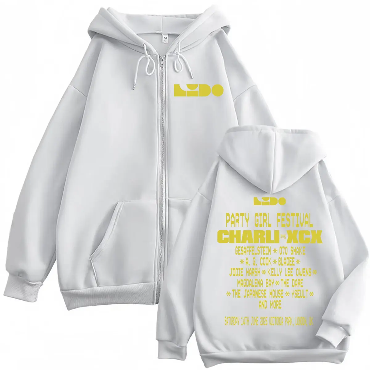 Rapper Charli Xcx Tour 2025 Zipper Hoodies Harajuku Hip Hop Pop Music Hooded Sweatshirts Men Women Casual Oversized Pullovers
