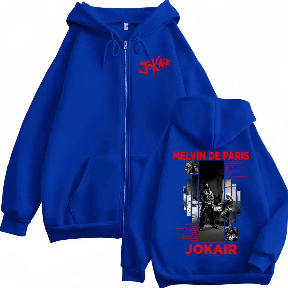 Rapper Jok'air Melvin De Paris Graphic Zipper Hoodie Hip Hop Vintage Zip Up Hooded Sweatshirt Men Women Fashion Casual Pullovers