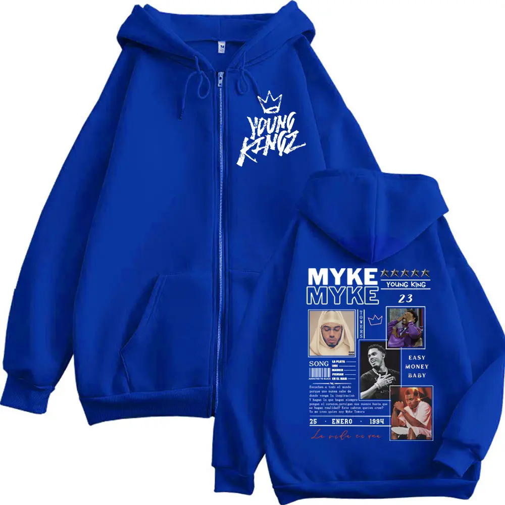 Rapper Myke Towers Merch Zipper Hoodie Men Women Clothing Harajuku Hip Hop Zip Up Sweatshirts Fashion Casual Oversized Pullovers