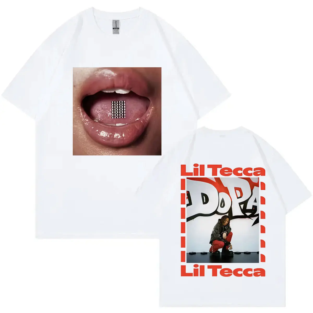 Rapper Lil Tecca Double Sided Graphic T Shirts Men Women Clothing Fashion Hip Hop T-shirt Summer Casual Loose Cotton T-shirts